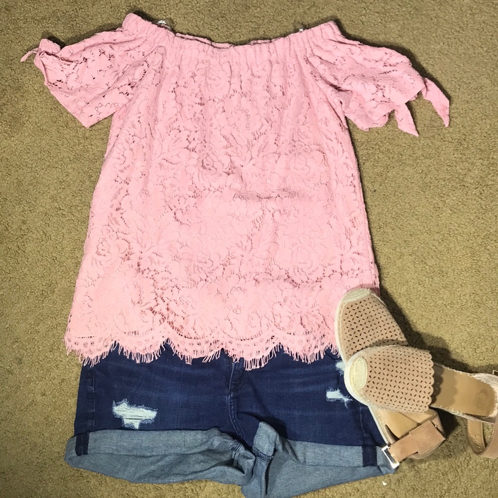 Pink off the shoulder top